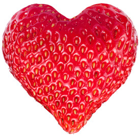 Strawberry heart isolated on a white background.